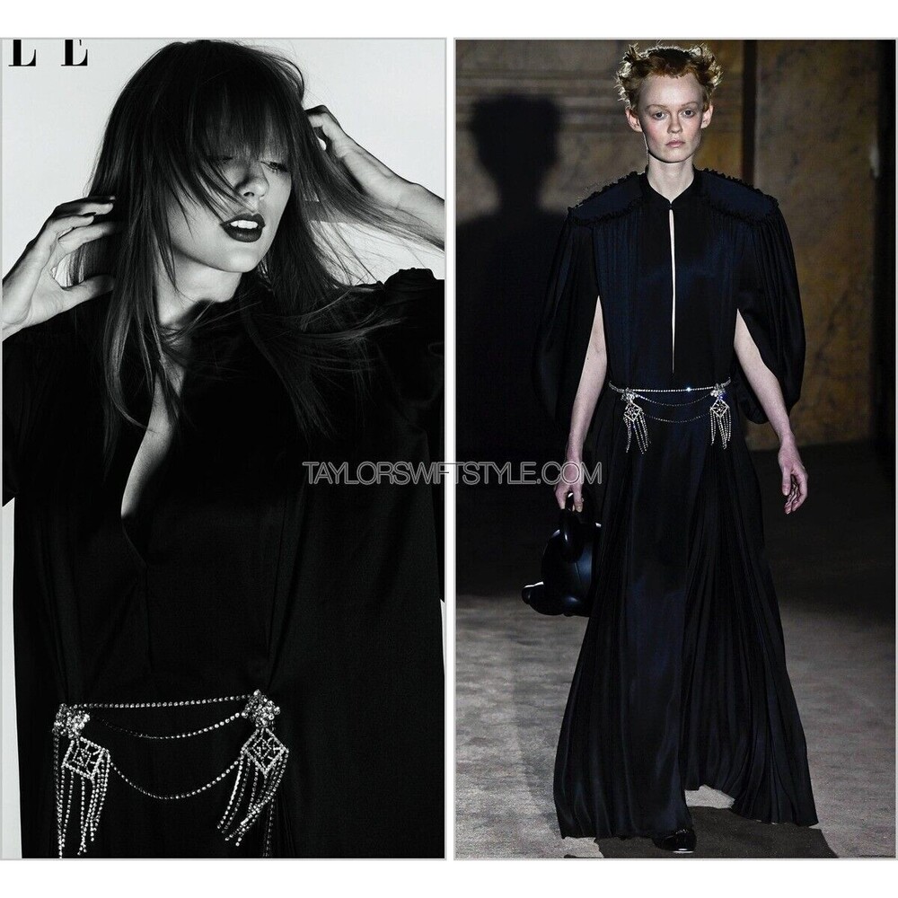 NWT. $12000 GUCCI Cape Sleeve Open Front Crystal-embellished Belted Gown IT44